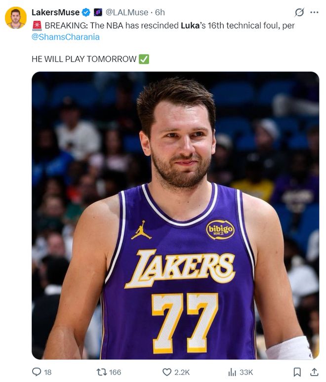 东契奇技术犯规被取消 13连胜关键战迎战活塞